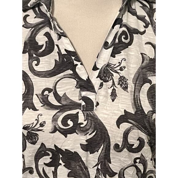 David Cline Button Down Shirt •XS• Collared Grey Jet Scroll Paisley 9100 Blouse - Picture 5 of 10